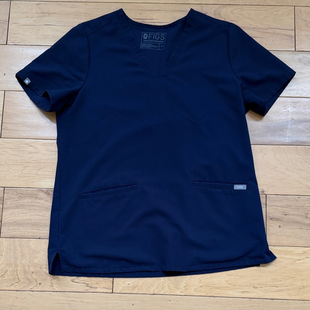 Figs Deep Blue V-Neck Scrub Top